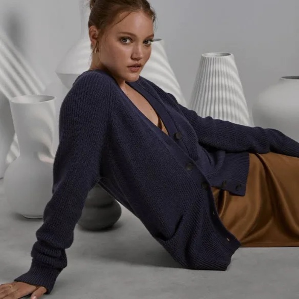 Lunya Cozy Cotton Silk Button Front Cardigan Sweater